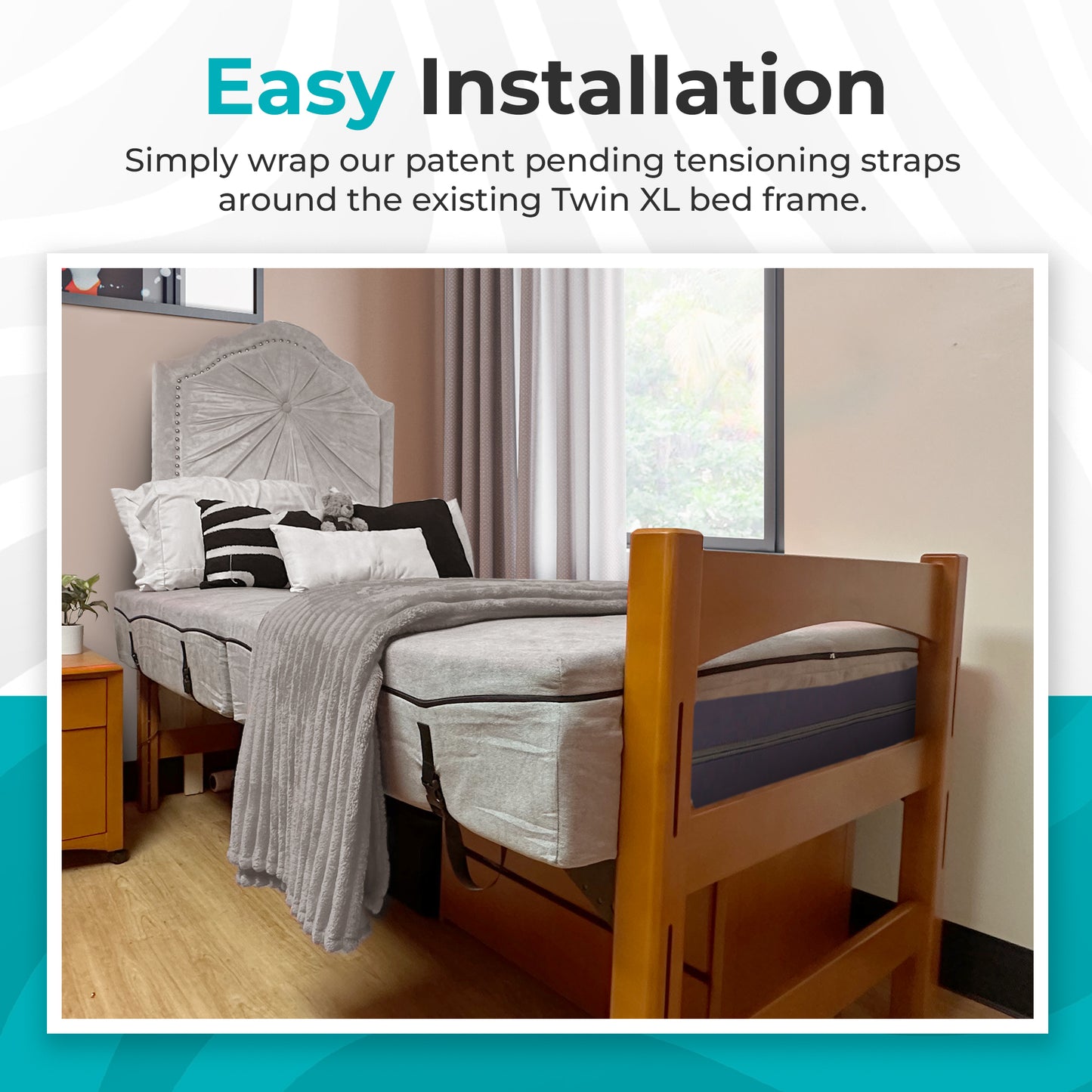Easy-to-install twin XL mattress topper for college dorm beds, adds comfort and support in minutes