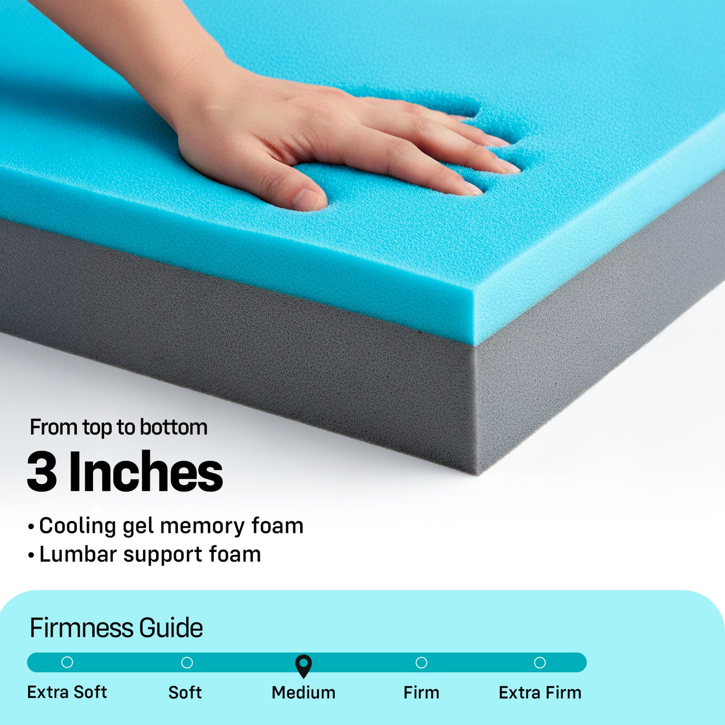 Expand a Bed Cooling Gel Memory Foam Proprietary Twin XL Mattress Topper