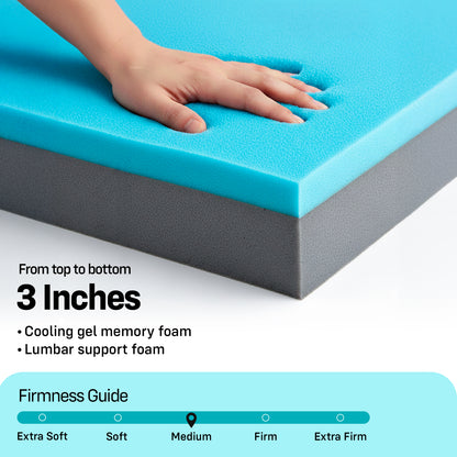 Expand a Bed Cooling Gel Memory Foam Proprietary Twin XL Mattress Topper