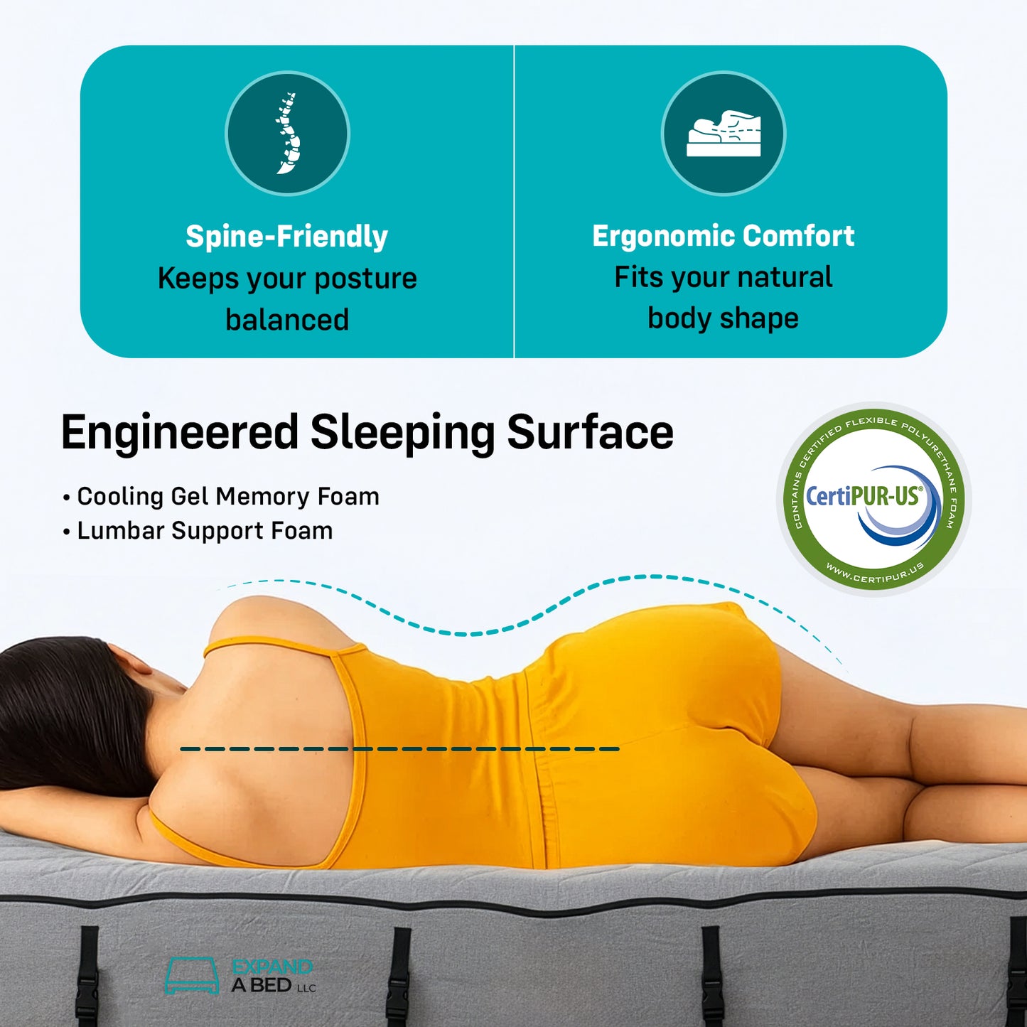 Expand a Bed Cooling Gel Memory Foam Proprietary Twin XL Mattress Topper